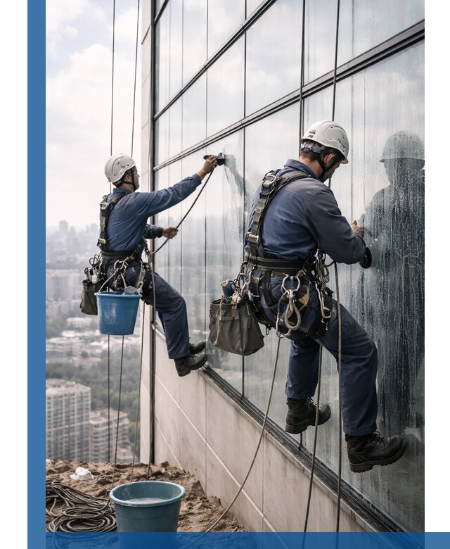 Профессиональная мойка фасадных окон альпинистами в Нижнем Тагиле