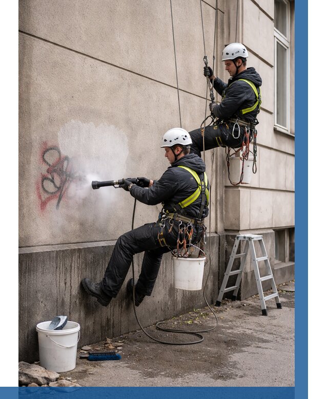 Удаление граффити с фасада в Нижнем Тагиле от 4684 р. | ВЫСОТНИК-Нжн