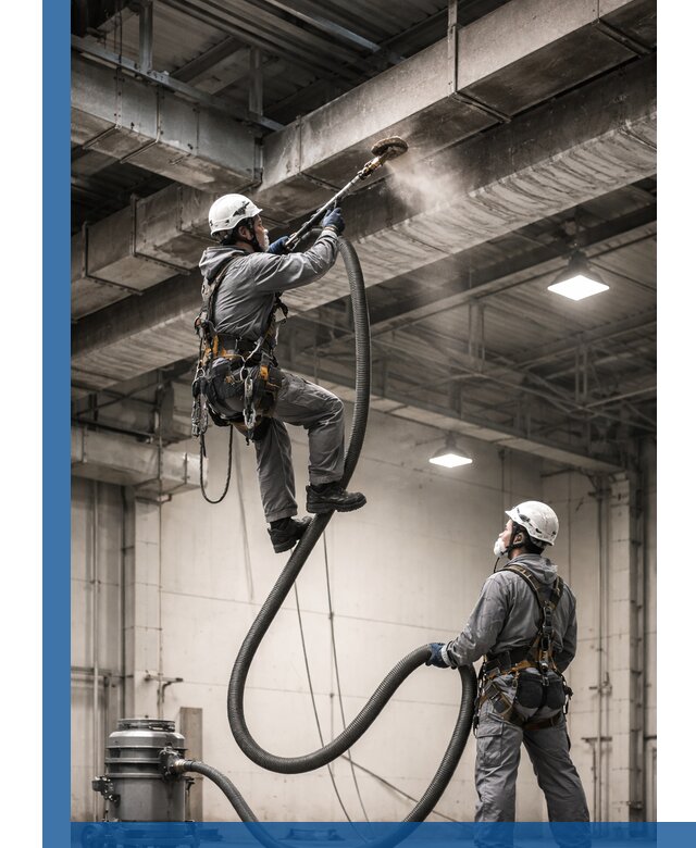 Обеспыливание потолочных конструкций в Нижнем Тагиле промышленным альпинизмом