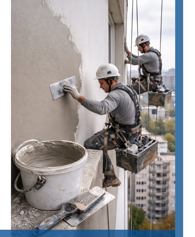 Шпаклевка фасада на высоте в Нижнем Тагиле от 729 р. | ВЫСОТНИК-Нжн