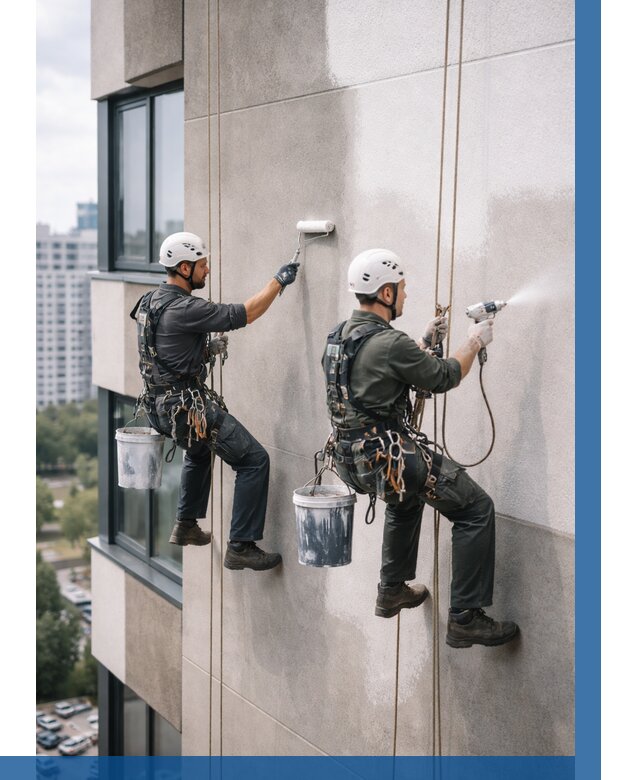 Покраска фасада альпинистами в Нижнем Тагиле от 312 р. | ВЫСОТНИК-Нжн