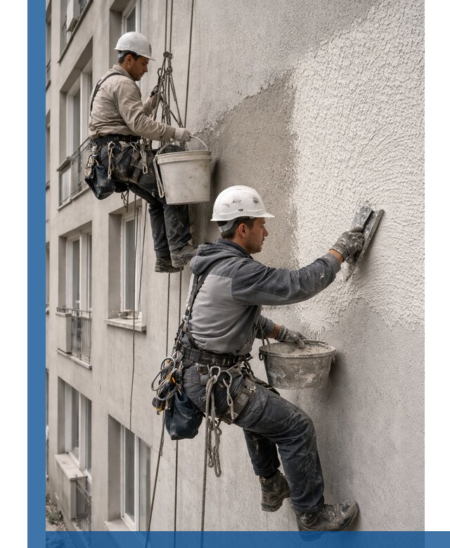 Нанесение декоративной штукатурки короед на фасад в Нижнем Тагиле