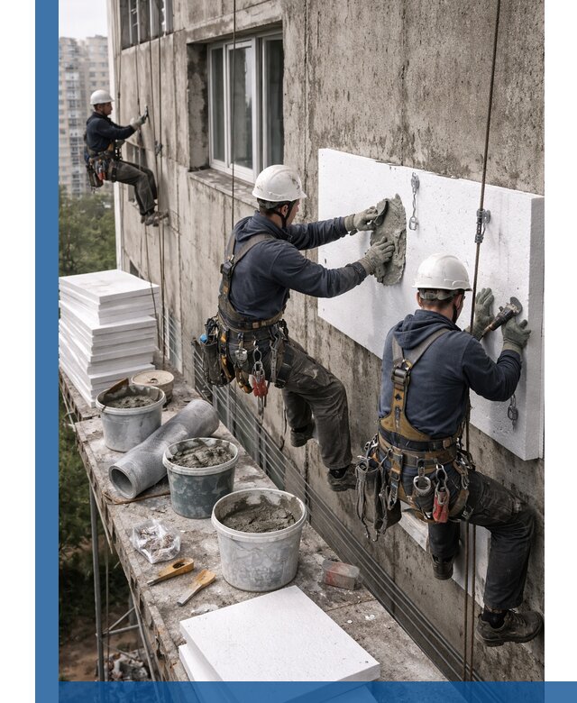 Утепление фасада пенополистиролом в Нижнем Тагиле под ключ