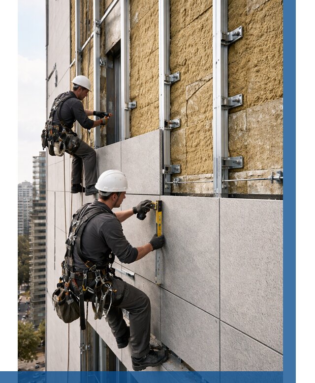 Монтаж вентилируемого фасада в Нижнем Тагиле от 3643 р. | ВЫСОТНИК-Нжн