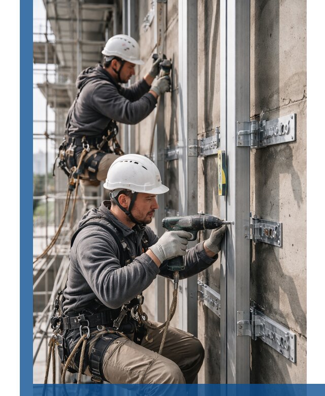 Монтаж и крепление подсистемы вентфасада в Нижнем Тагиле