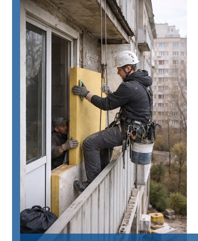 Профессиональное утепление балкона снаружи в Нижнем Тагиле под ключ