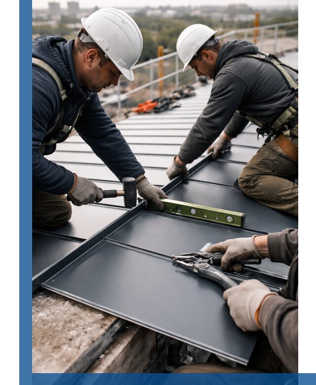 Монтаж фальцевой кровли в Нижнем Тагиле для промышленных зданий