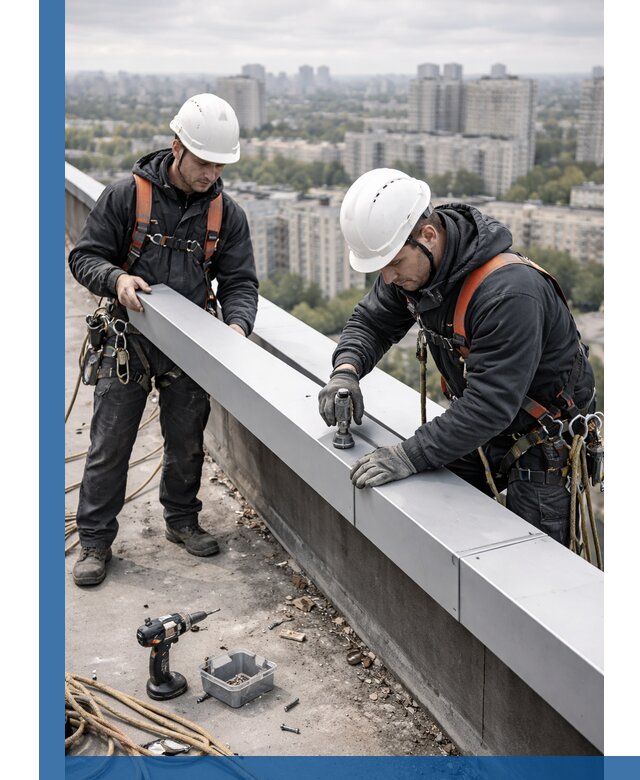 Монтаж парапетных крышек и ограждений кровли в Нижнем Тагиле