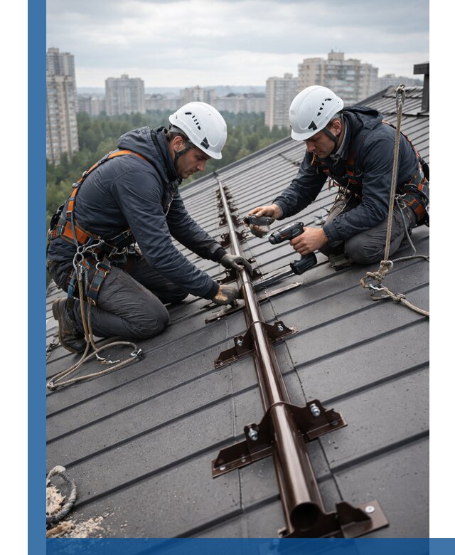 Монтаж снегозадержателей на кровле зданий в Нижнем Тагиле под ключ