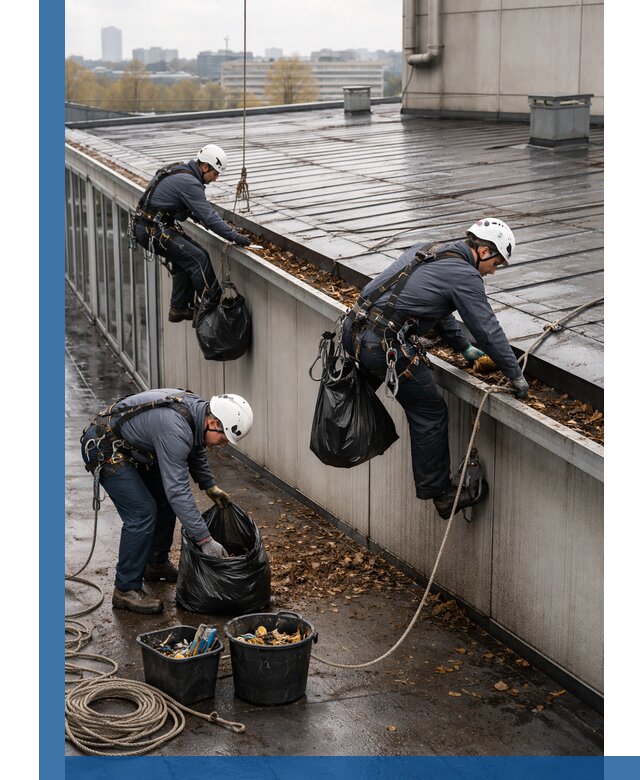Очистка кровли по периметру в Нижнем Тагиле силами промышленных альпинистов