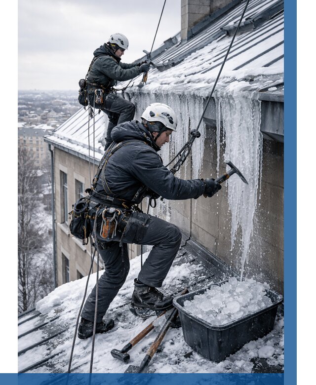 Удаление наледи с кровли в Нижнем Тагиле от 5725 р. | ВЫСОТНИК-Нжн