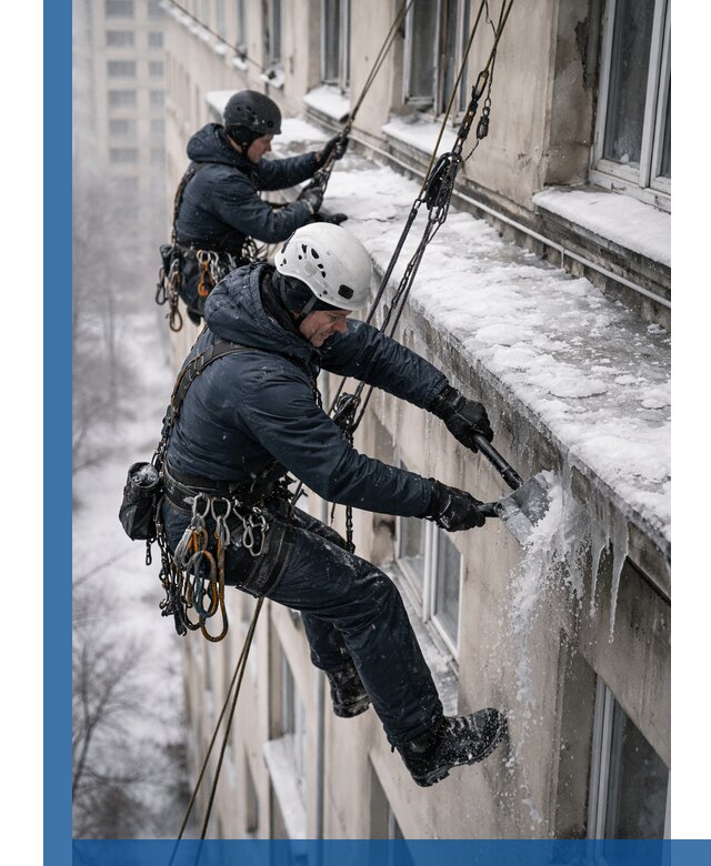 Удаление наледи и сосулек с карнизов в Нижнем Тагиле профессионально