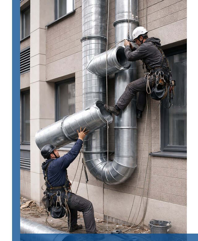 Монтаж фасадных воздуховодов в Нижнем Тагиле с герметизацией и крепежом