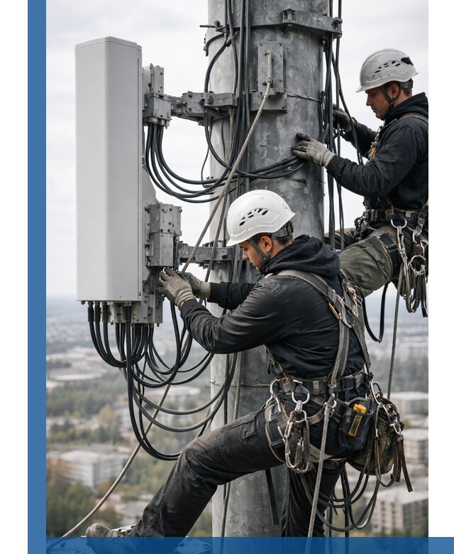 Монтаж оборудования связи на мачте в Нижнем Тагиле с пусконаладкой