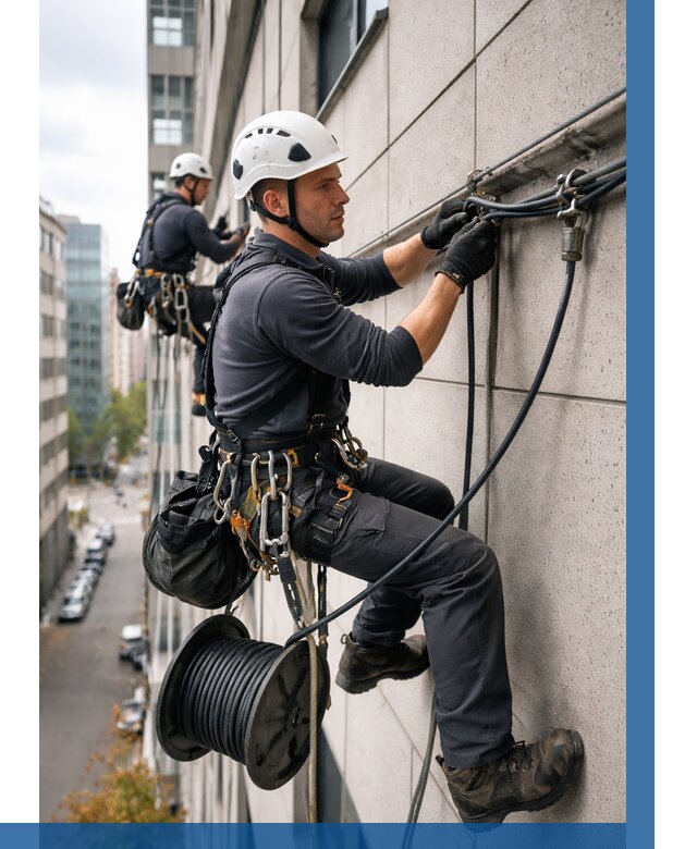 Прокладка кабеля по фасаду в Нижнем Тагиле от 364 р. | ВЫСОТНИК-Нжн