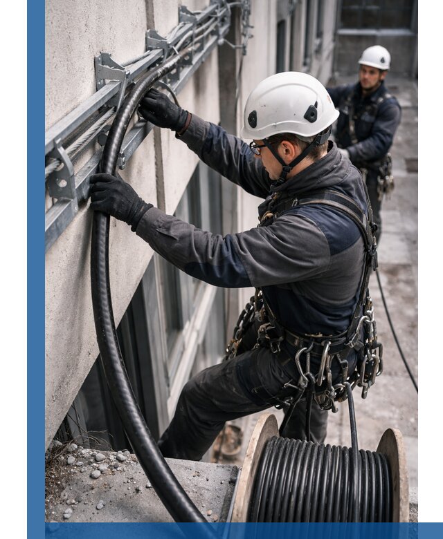 Протяжка кабеля питания на высоте в Нижнем Тагиле с гарантией безопасности и качества