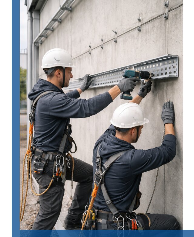 Монтаж кабельных лотков на фасаде зданий в Нижнем Тагиле с гарантией