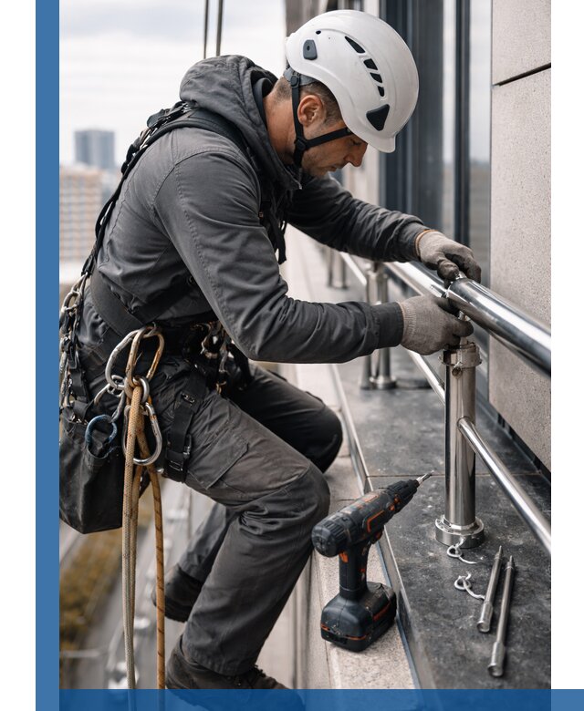 Монтаж ограждений на высоте в Нижнем Тагиле для зданий и конструкций