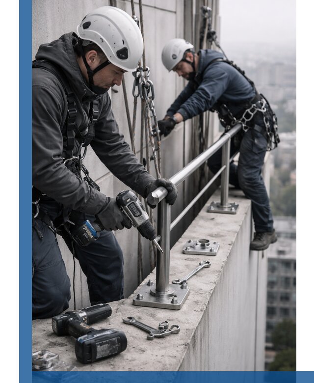 Монтаж перил на высоте в Нижнем Тагиле для жилых и промобъектов