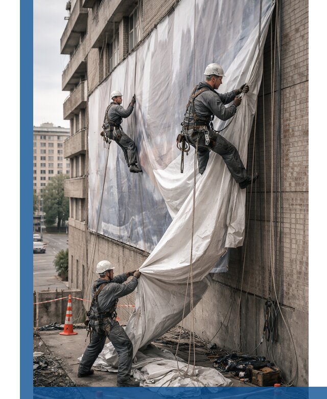 Демонтаж баннеров с фасада в Нижнем Тагиле оперативно и безопасно