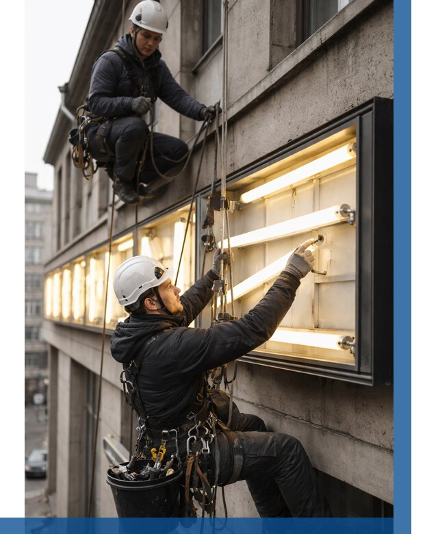 Замена ламп в вывеске в Нижнем Тагиле под ключ от 3643 р. | ВЫСОТНИК-Нжн