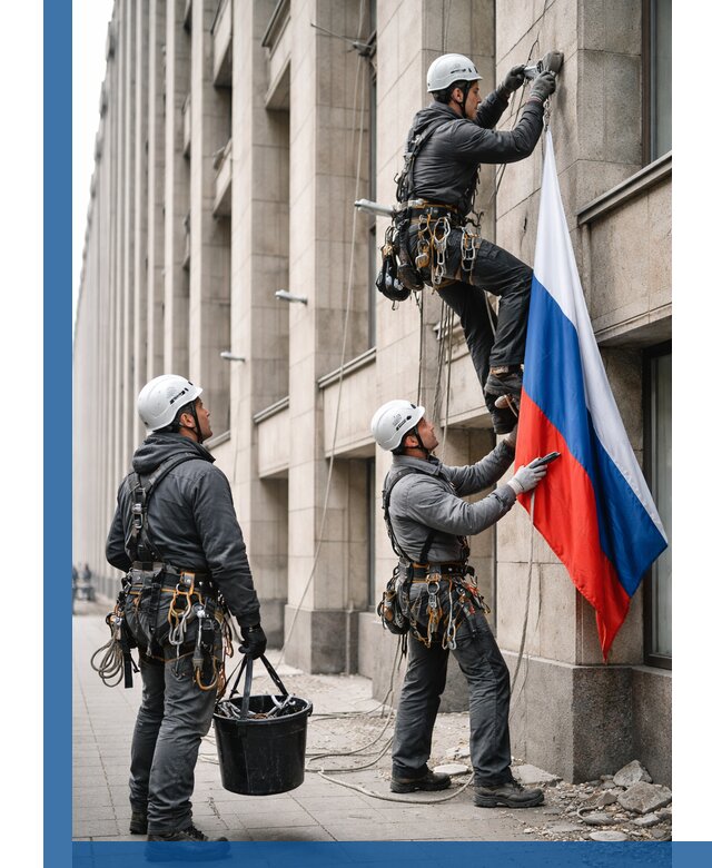 Профессиональная установка флагов на фасаде в Нижнем Тагиле