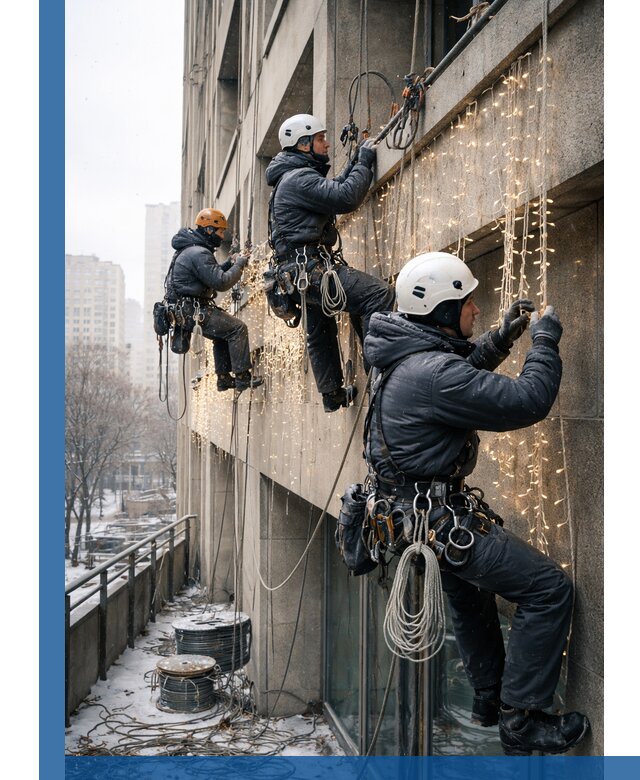 Монтаж новогодней иллюминации и украшение фасадов в Нижнем Тагиле