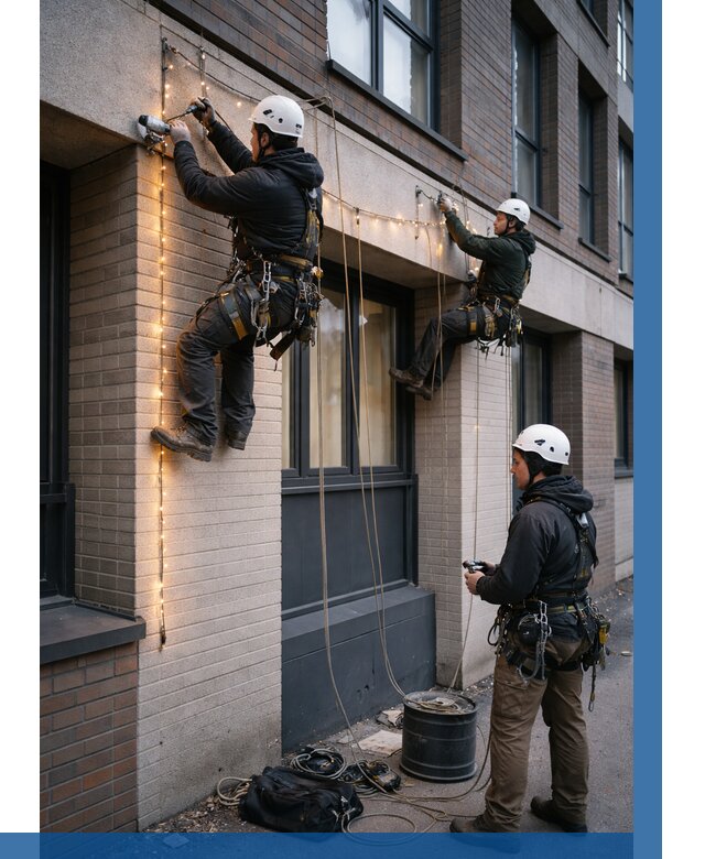 Монтаж гирлянд на фасаде в Нижнем Тагиле от 3643 р. | ВЫСОТНИК-Нжн