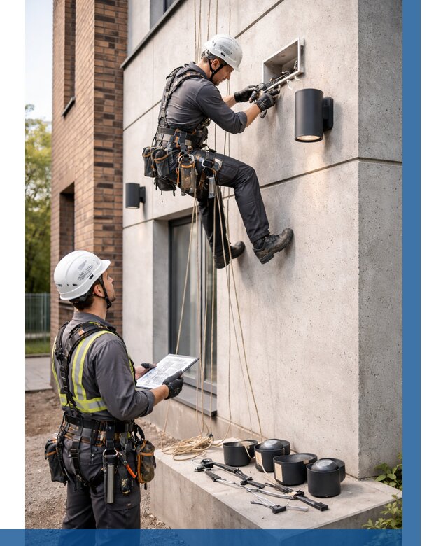 Монтаж фасадного освещения в Нижнем Тагиле от 2602 р. | ВЫСОТНИК-Нжн