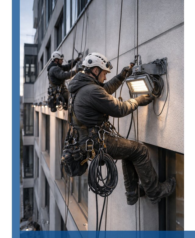Монтаж фасадного освещения в Нижнем Тагиле установка и подключение