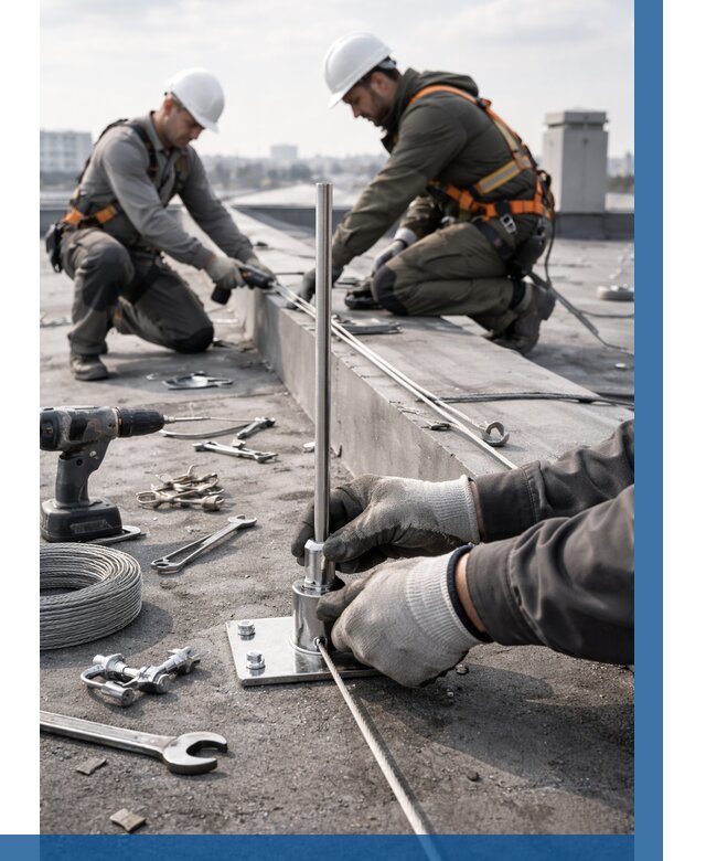 Монтаж молниезащиты на кровле в Нижнем Тагиле цена от 26023 р. | ВЫСОТНИК-Нжн