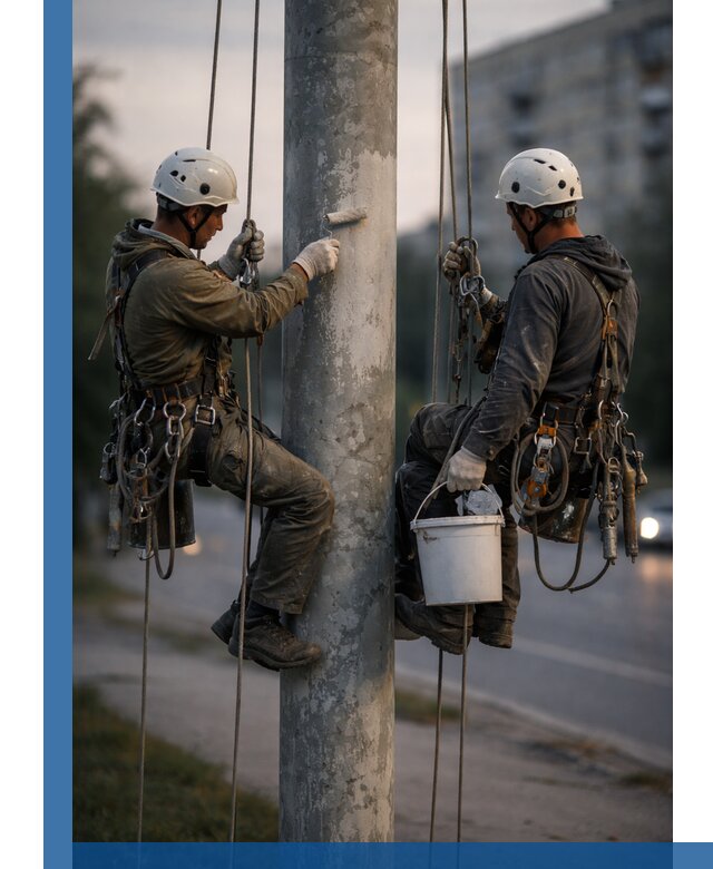 Покраска опор освещения и антикоррозийная защита в Нижнем Тагиле