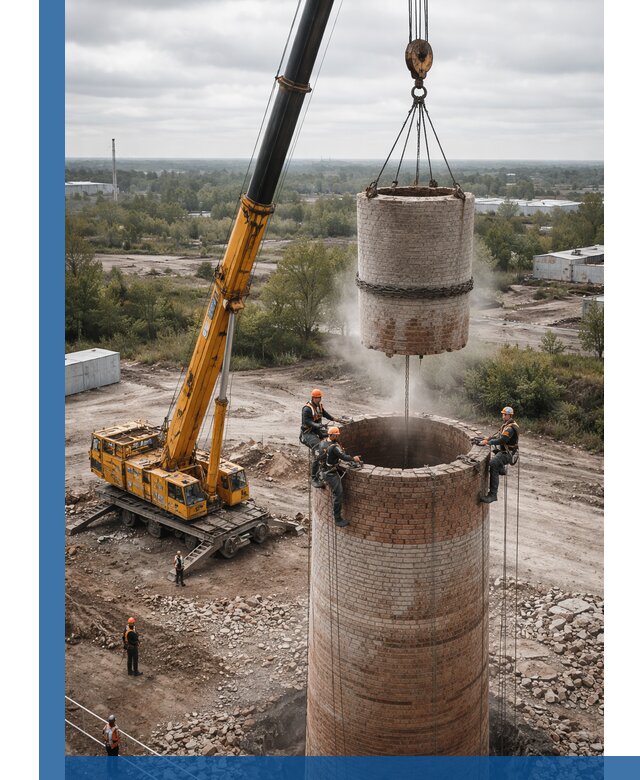 Демонтаж дымовой трубы в Нижнем Тагиле с гарантиями безопасности